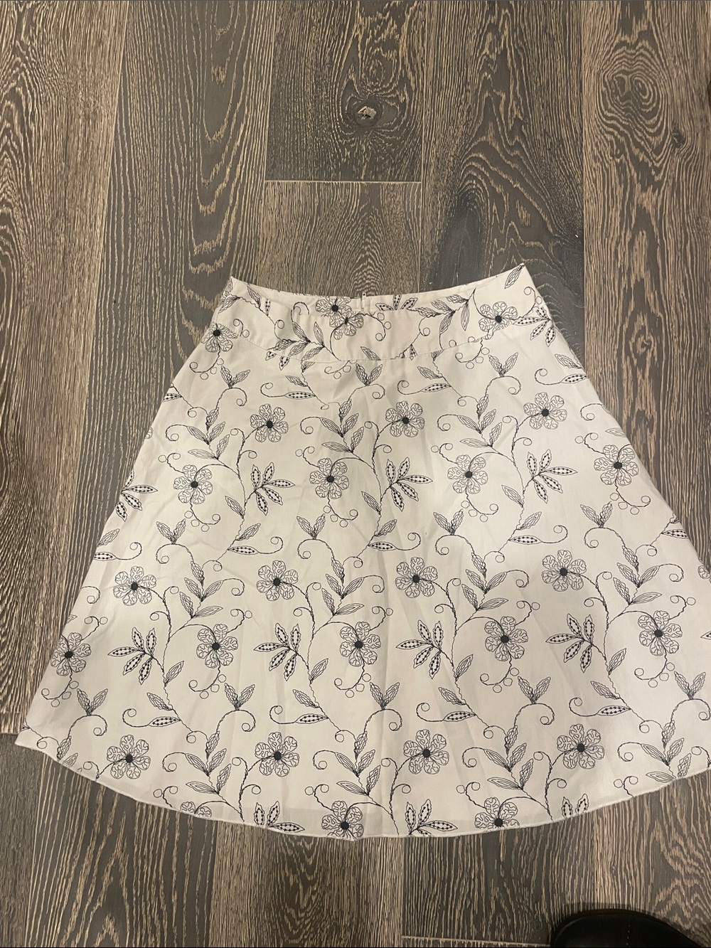 White Floral A-Line Skirt